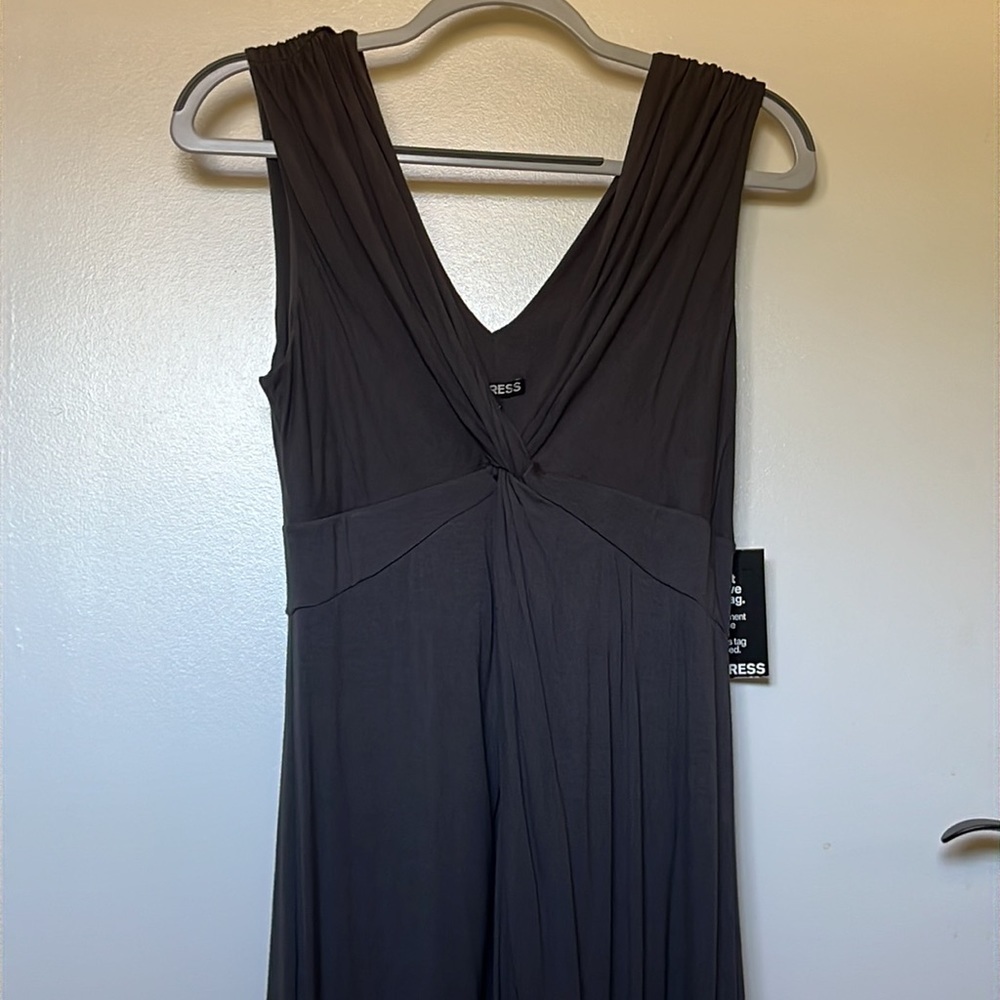 Express grey v neck cotton mini dress